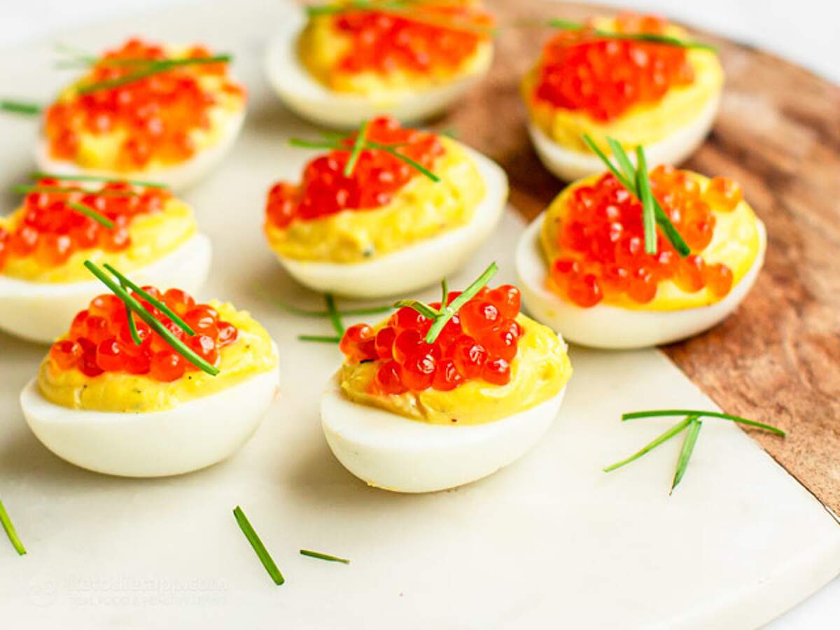Deviled Eggs with Salmon Roe