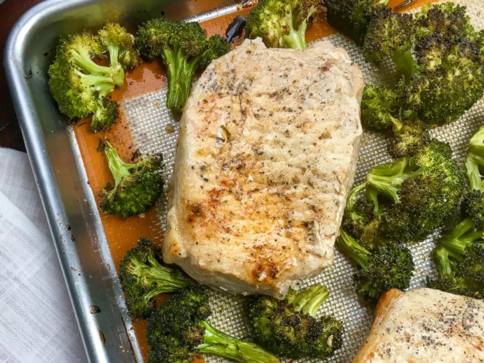 Sheet-pan Boneless Pork Chops with Broccoli