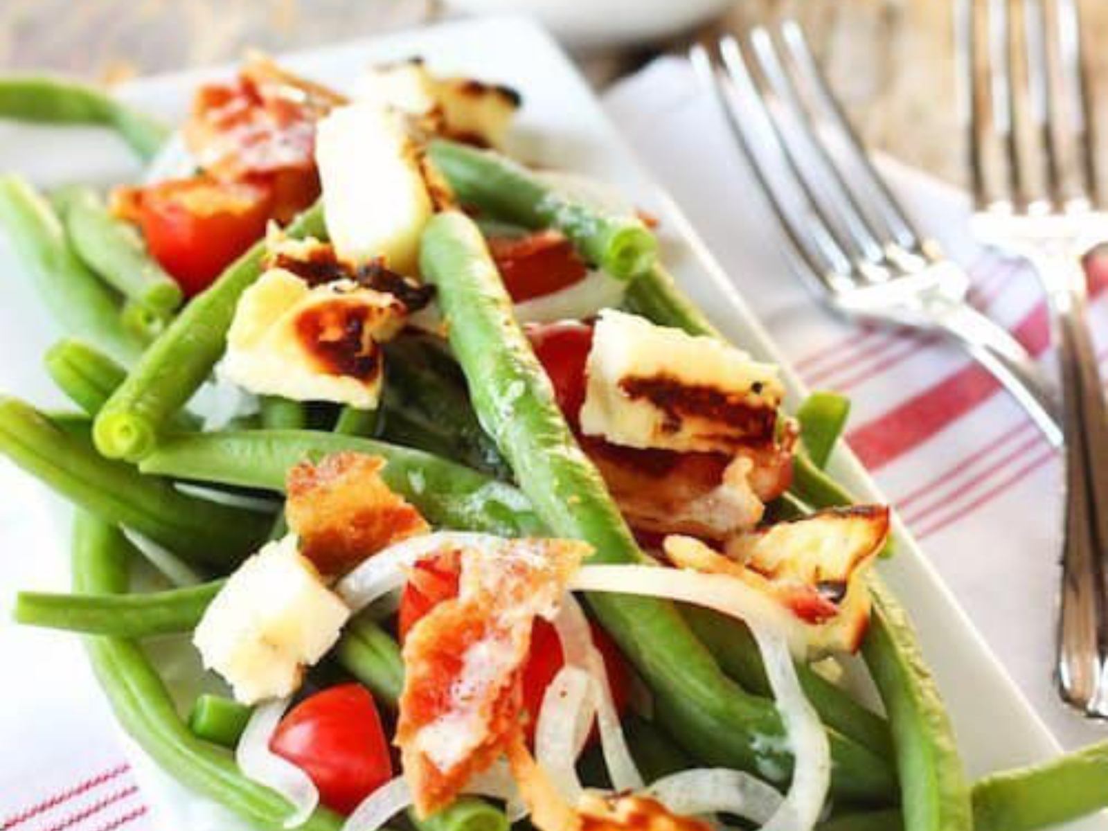 Summer Green Bean Salad with Grilled Halloumi
