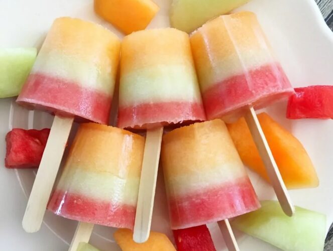 Layered melon popsicles