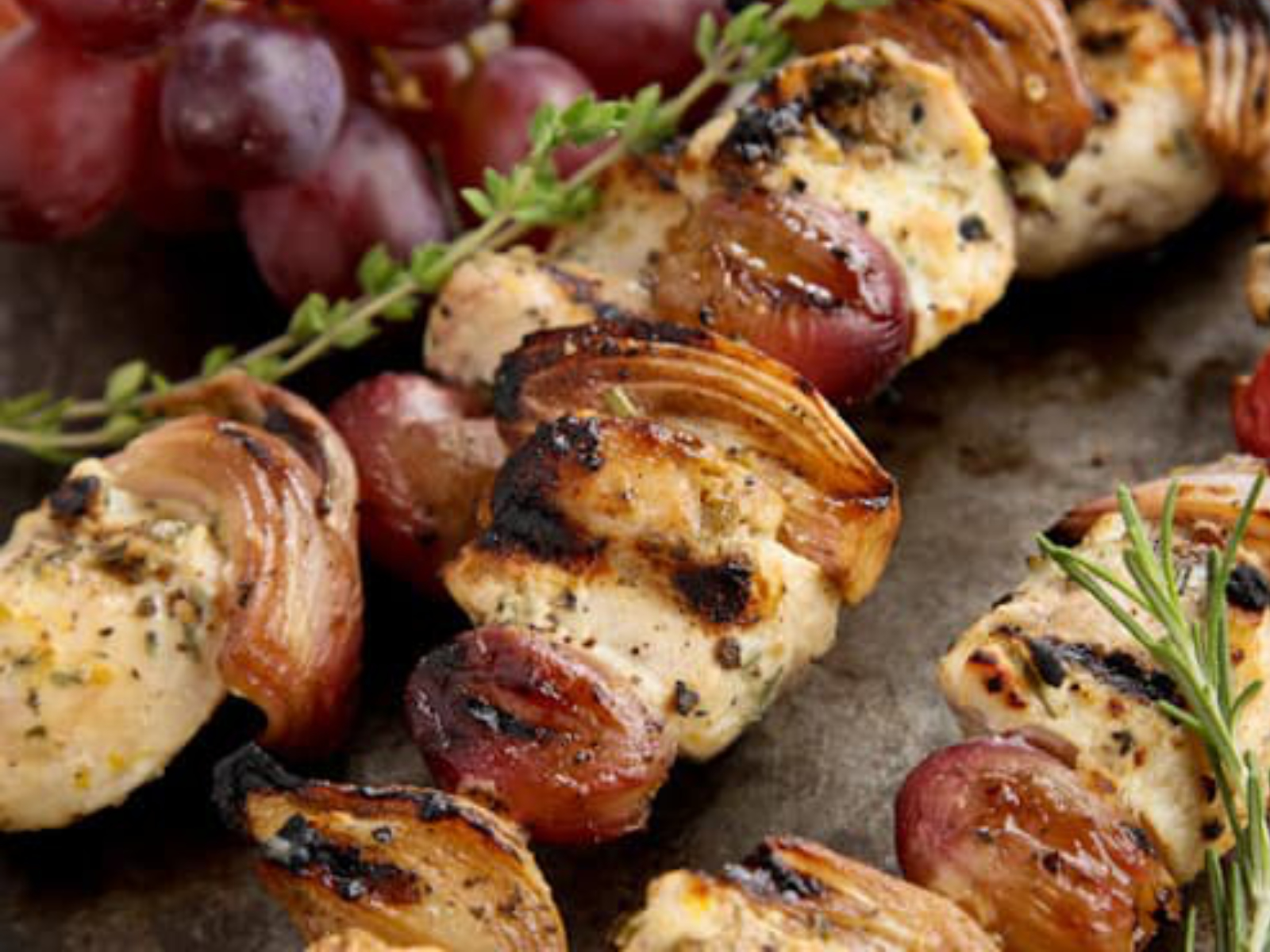 Grilled Chicken and Grape Kebabs