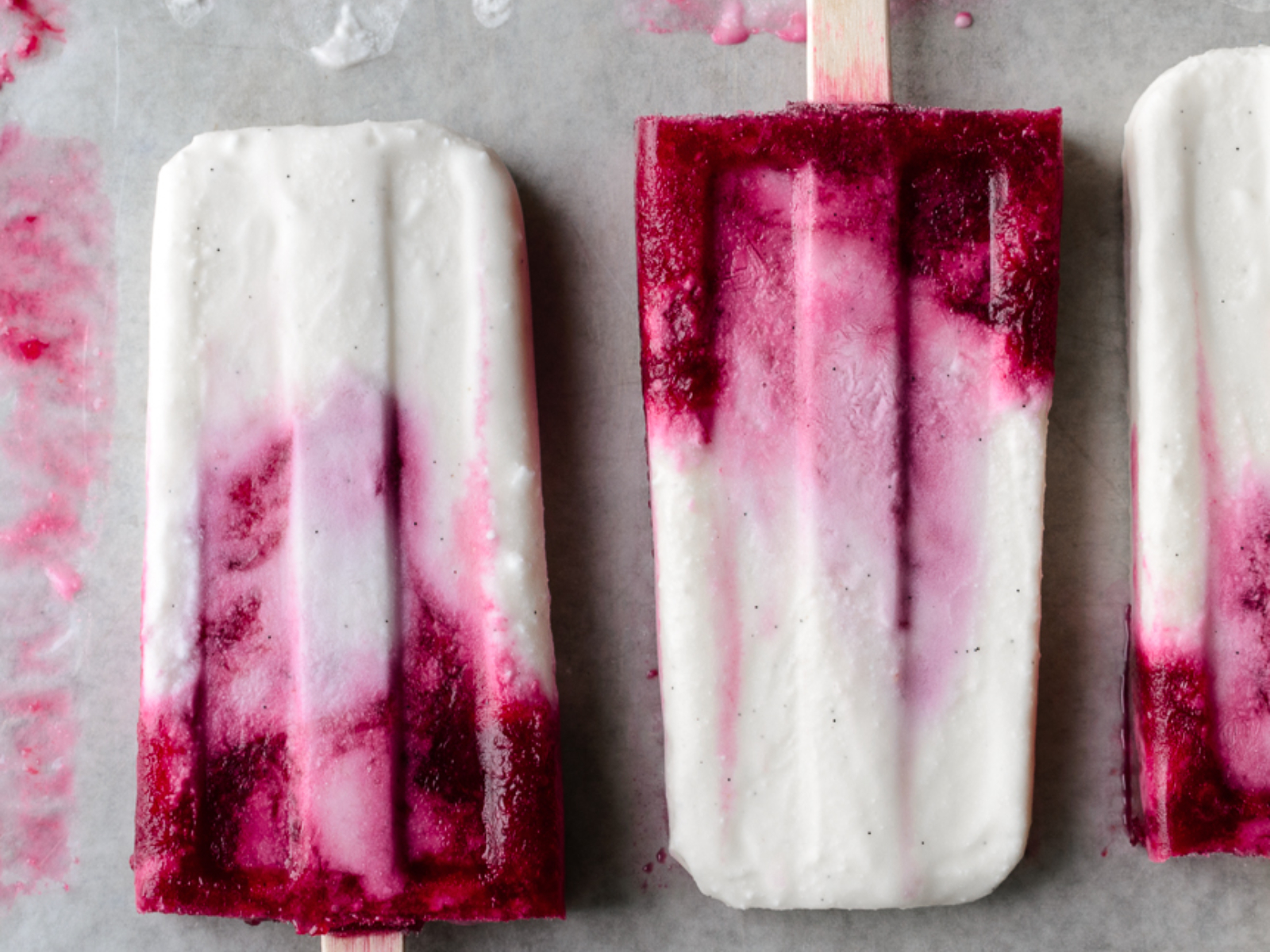 Creamy Coconut and Mixed Berry Popsicles