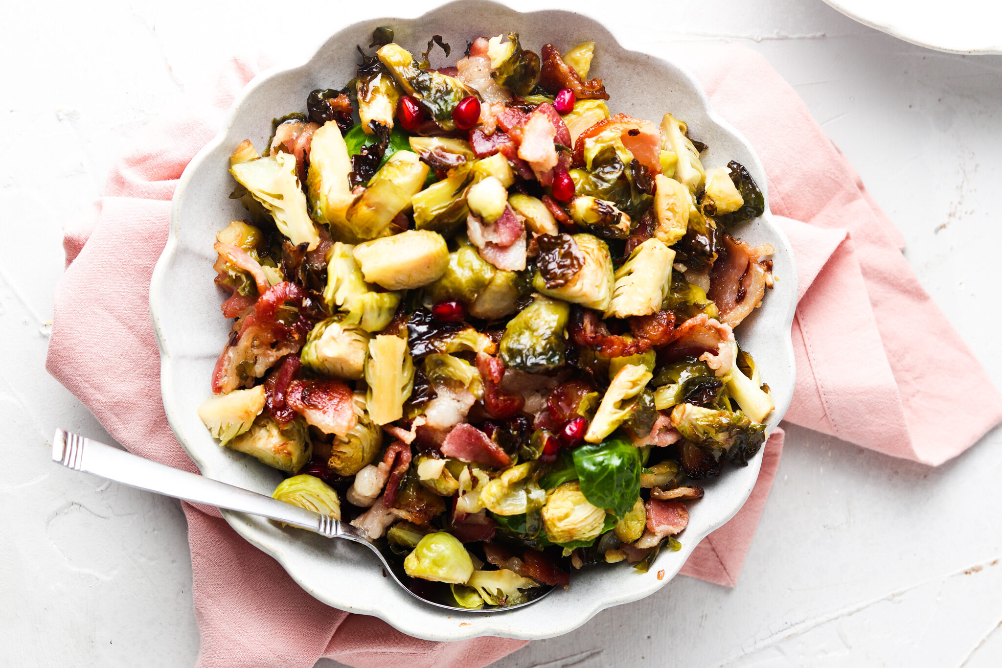 Air Fryer Brussel Sprouts With Bacon And Pomegranate