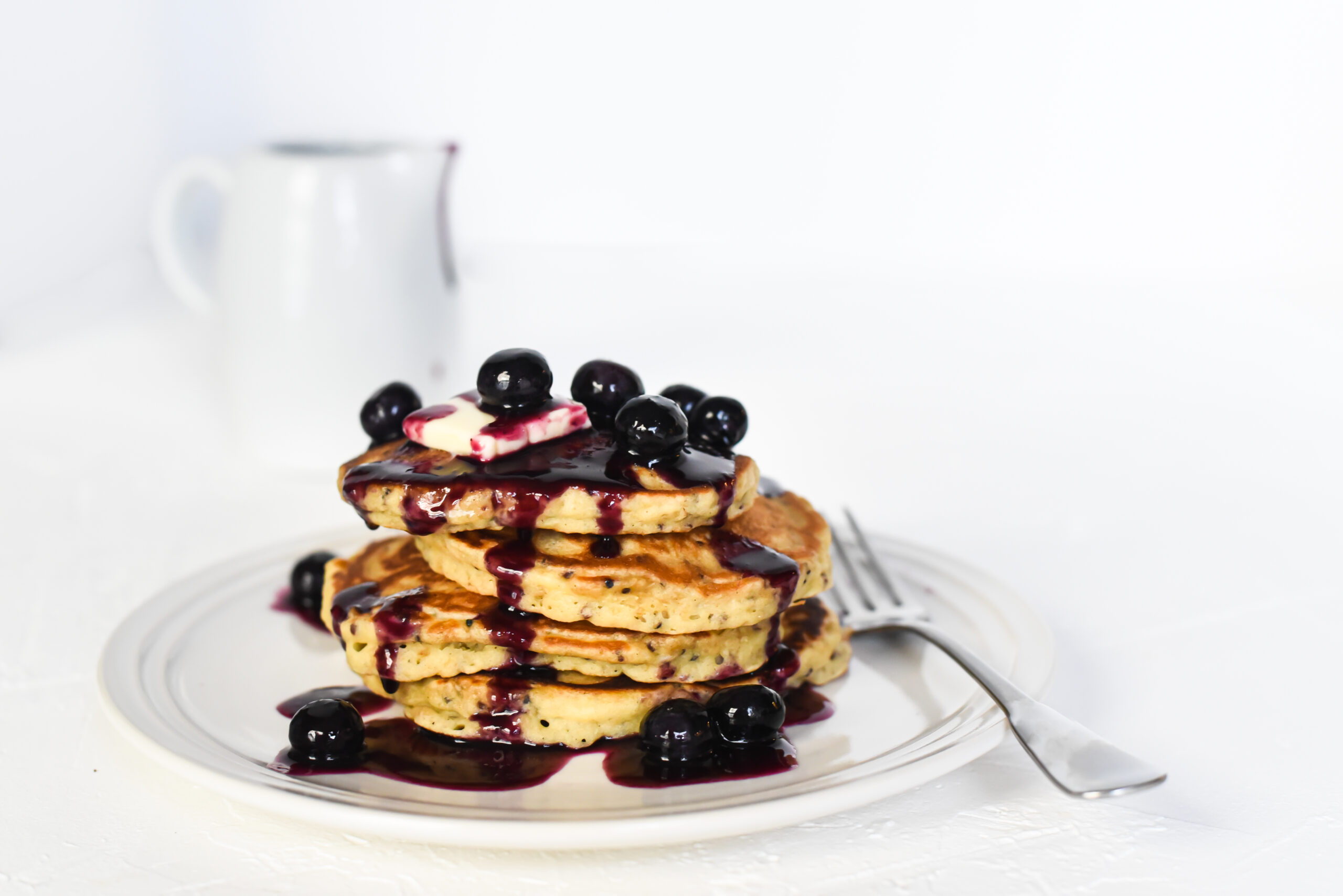 Gluten-Free Quinoa Pancakes with Blueberry Maple Syrup