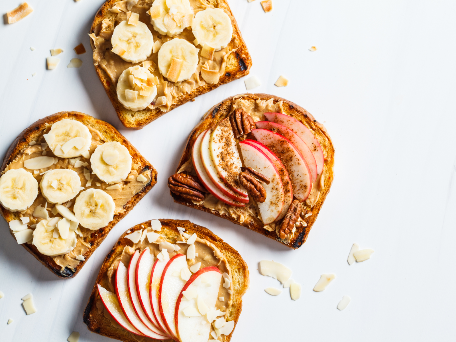 peanut butter toast with fruit on top