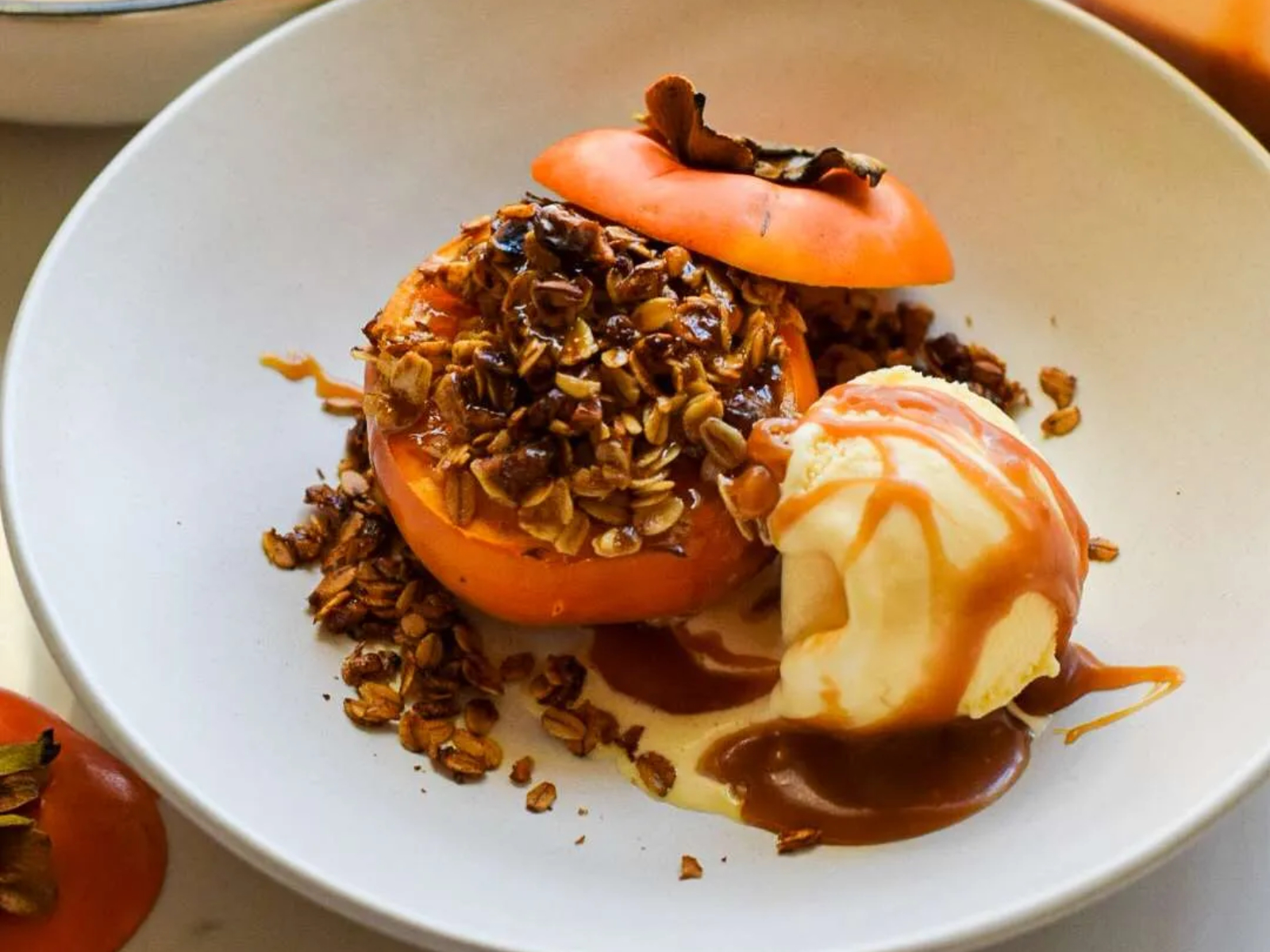 Baked Persimmon with Oat Crumble