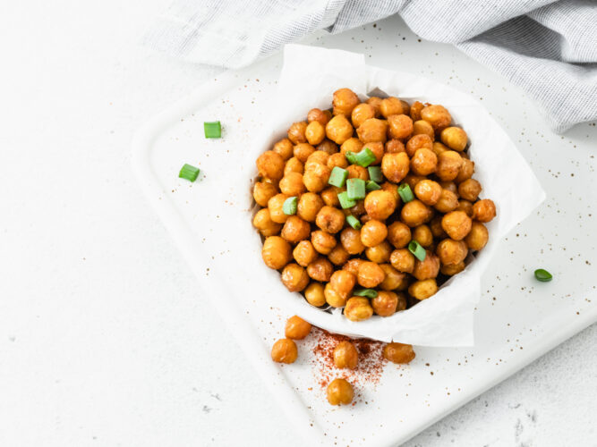 roasted chickpea snack in a bowl