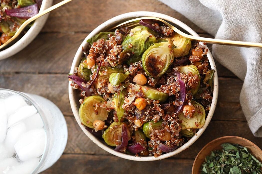 Plant-Based Roasted Brussel Sprout Quinoa Salad
