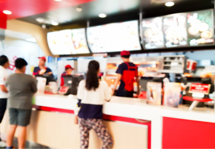 A blurred fast food restaurant
