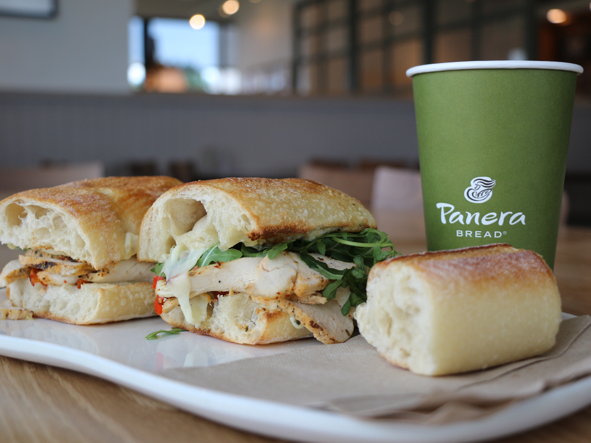 a picture of panera sandwiches and a drink
