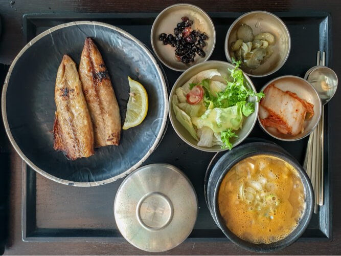 Korean food with banchan