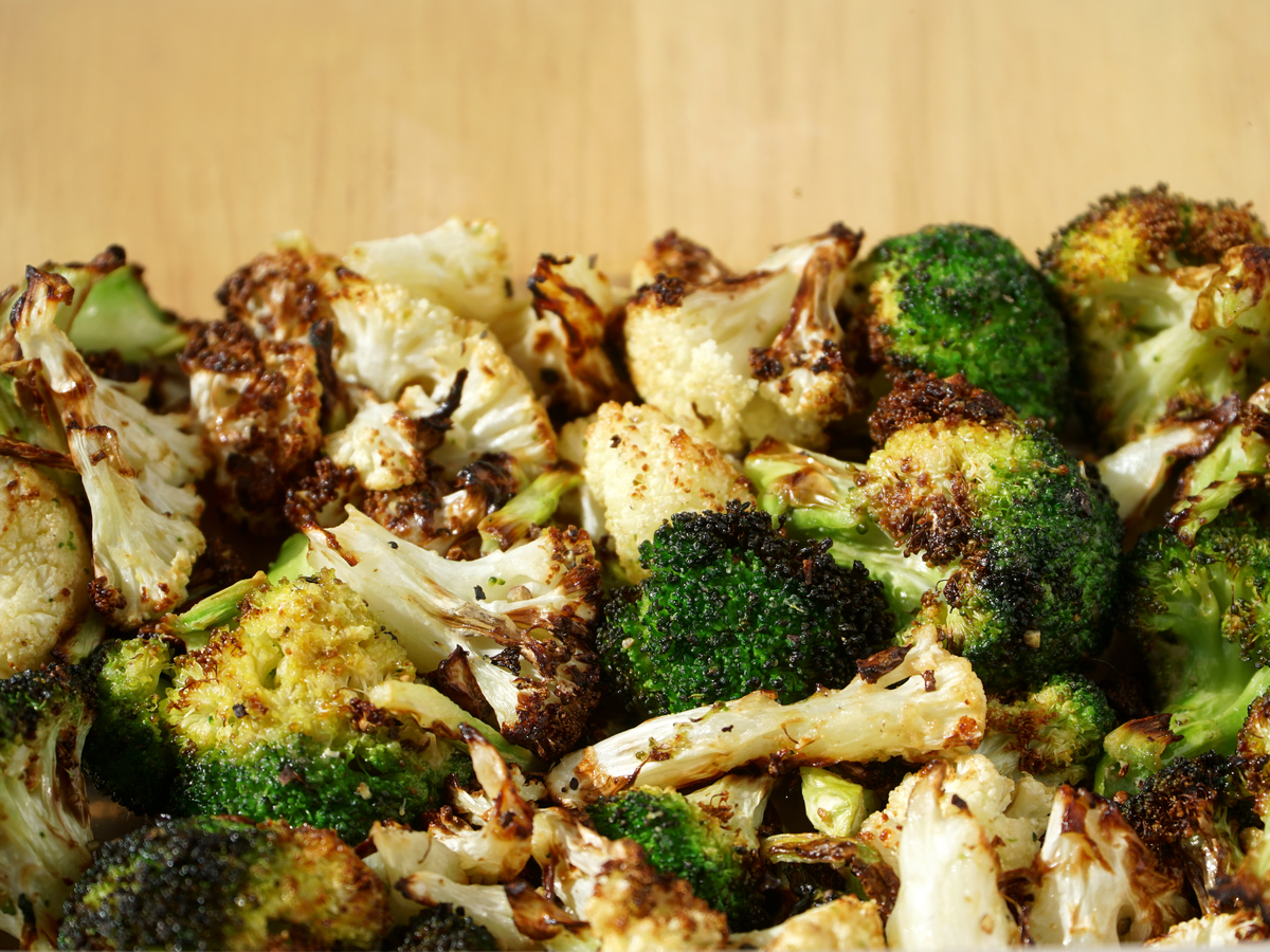 roasted broccoli and cauliflower