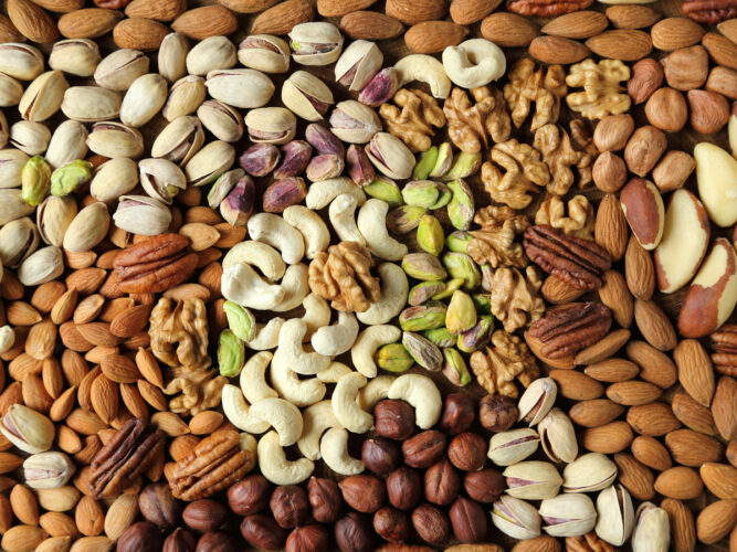 a pattern made with different kinds of nuts