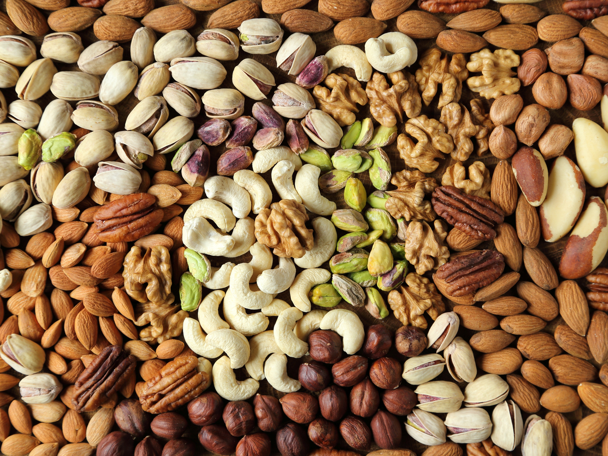 a pattern made with different kinds of nuts