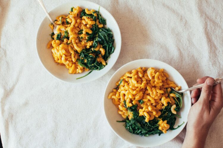mac and cheese with greens
