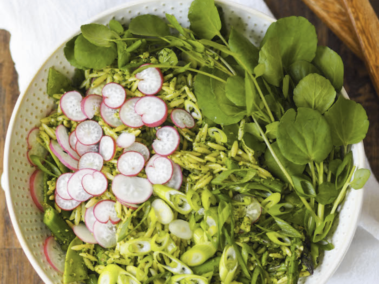 Spring Pasta Salad with Dill Frond and Radish Green Pesto