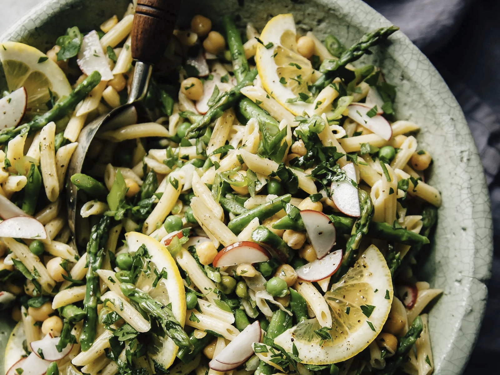 Lemony Spring Pasta Salad with Vegetables and Herbs