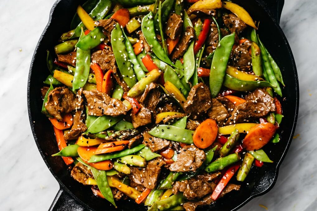 Healthy beef recipes: Beef Stir-Fry with Asparagus and Snap Peas