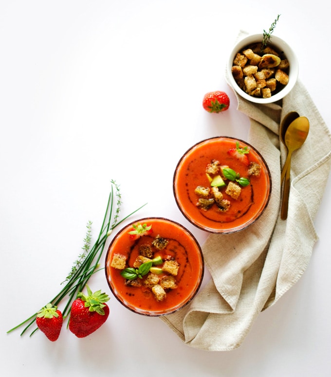 Red pepper and strawberry gazpacho