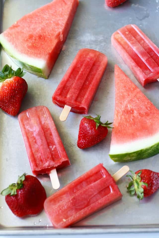 strawberry-watermelon popsicles