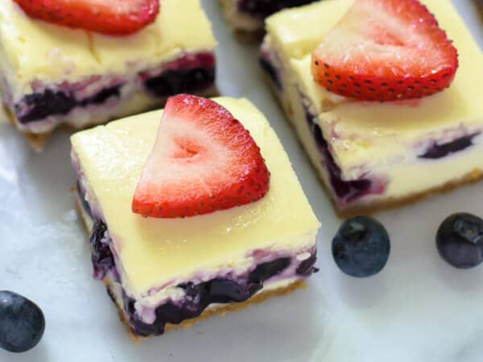 Red, White, and Blueberry Cheesecake Bars