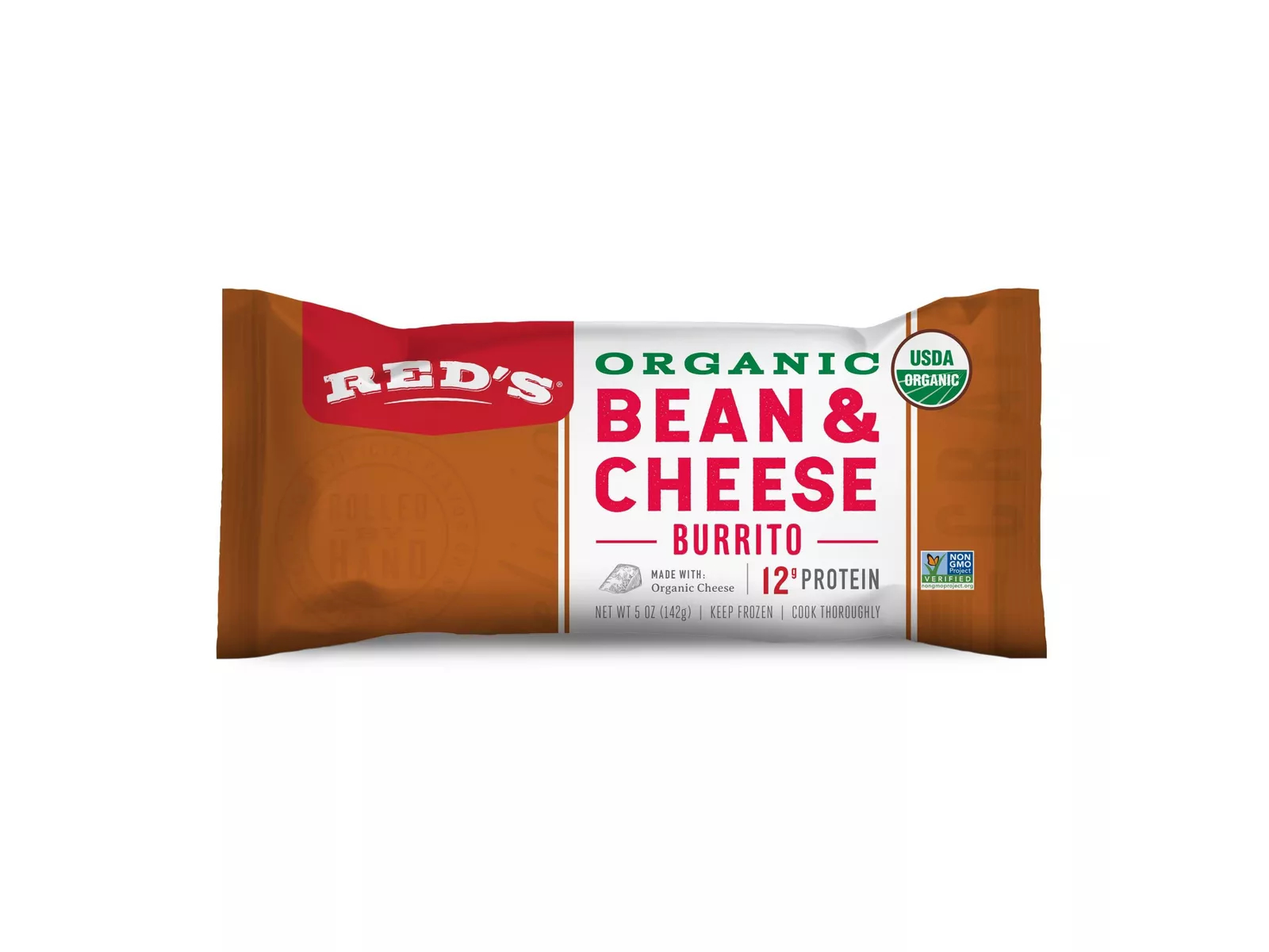 Red's Frozen Organic Bean Rice & Cheese Burrito
