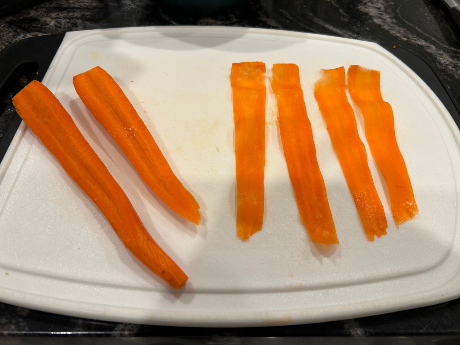 thin slices of carrots to make carrot bacon