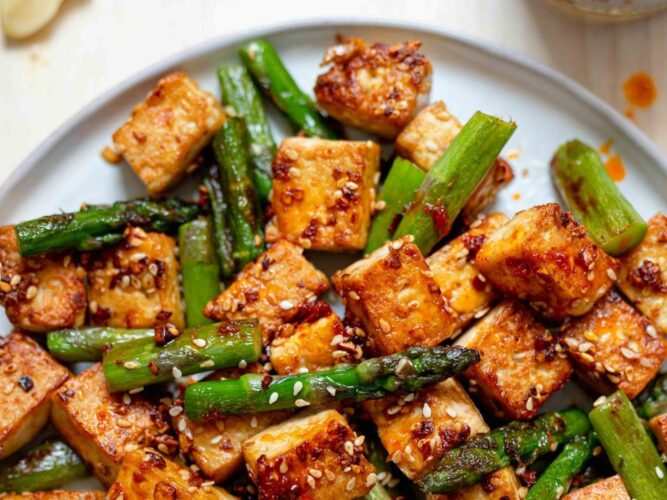 Tofu asparagus stir fry