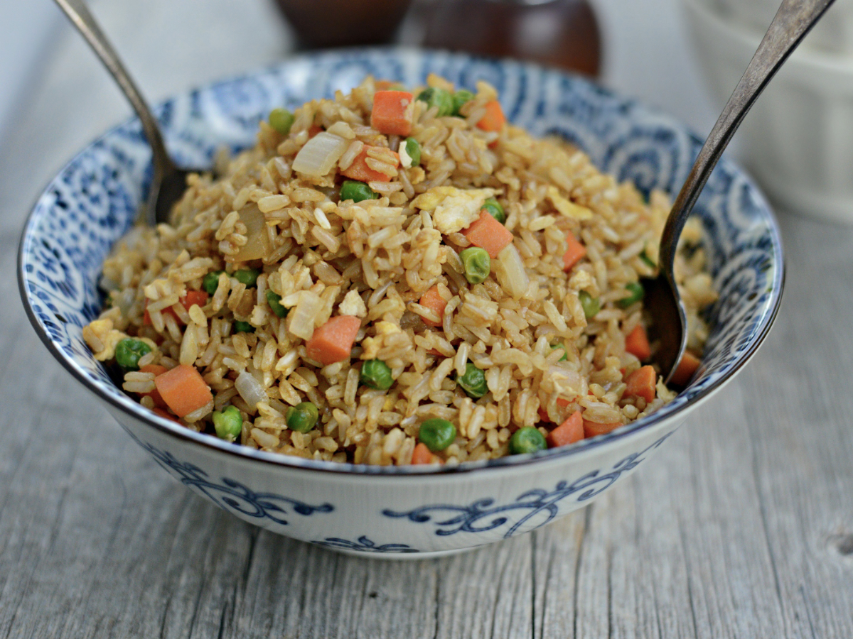 vegetable fried rice made with pantry staples