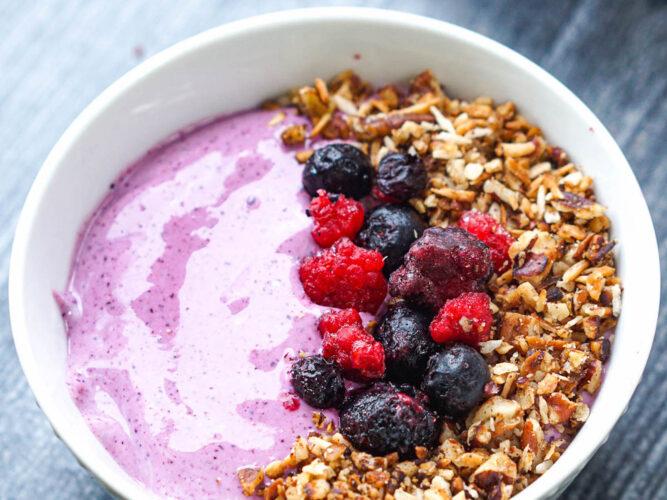 Whipped berry cottage cheese breakfast bowl