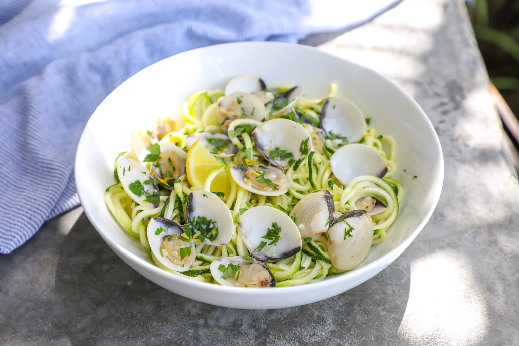 Keto Zoodles with White Clam Sauce