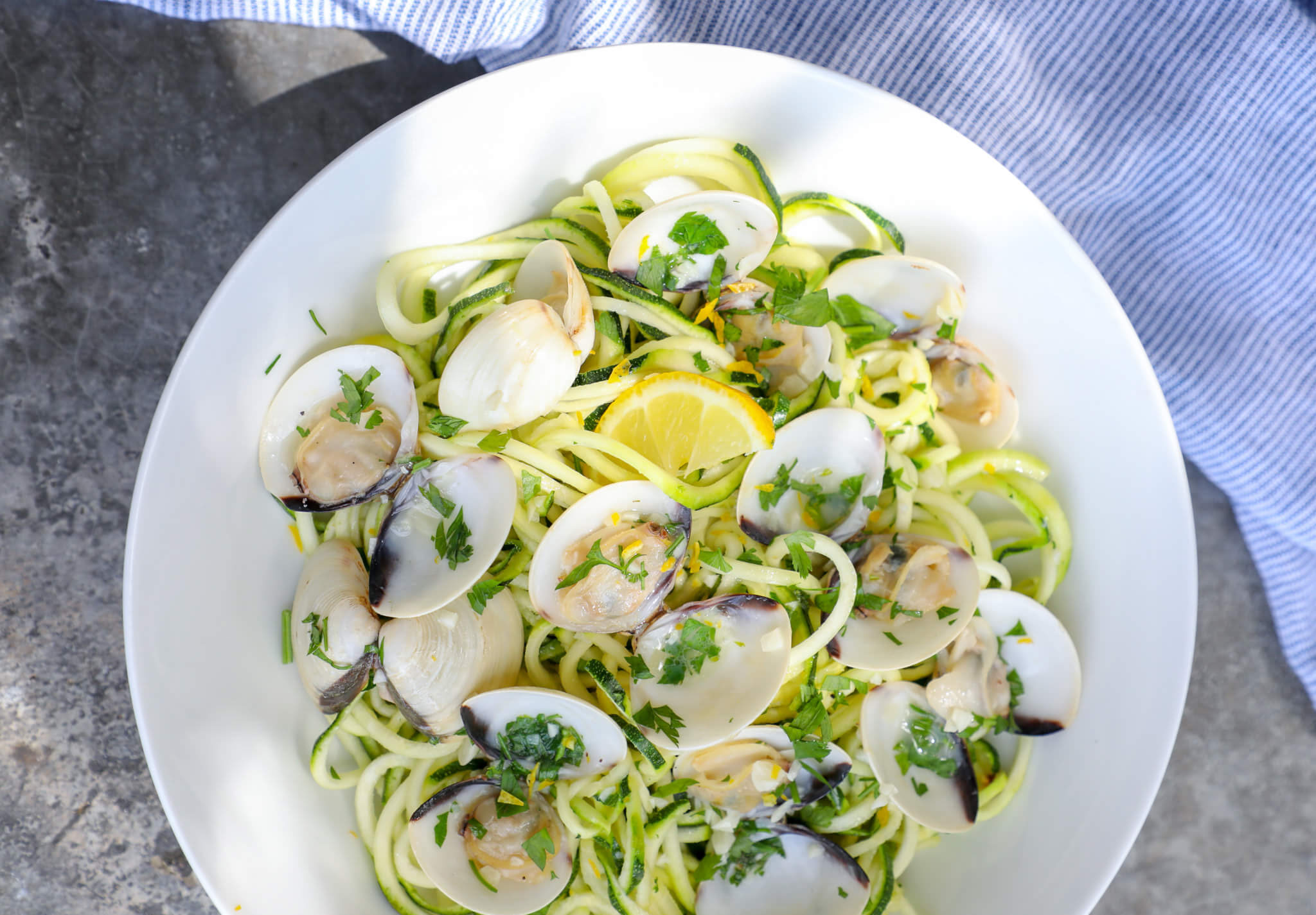 Keto Zoodles with White Clam Sauce