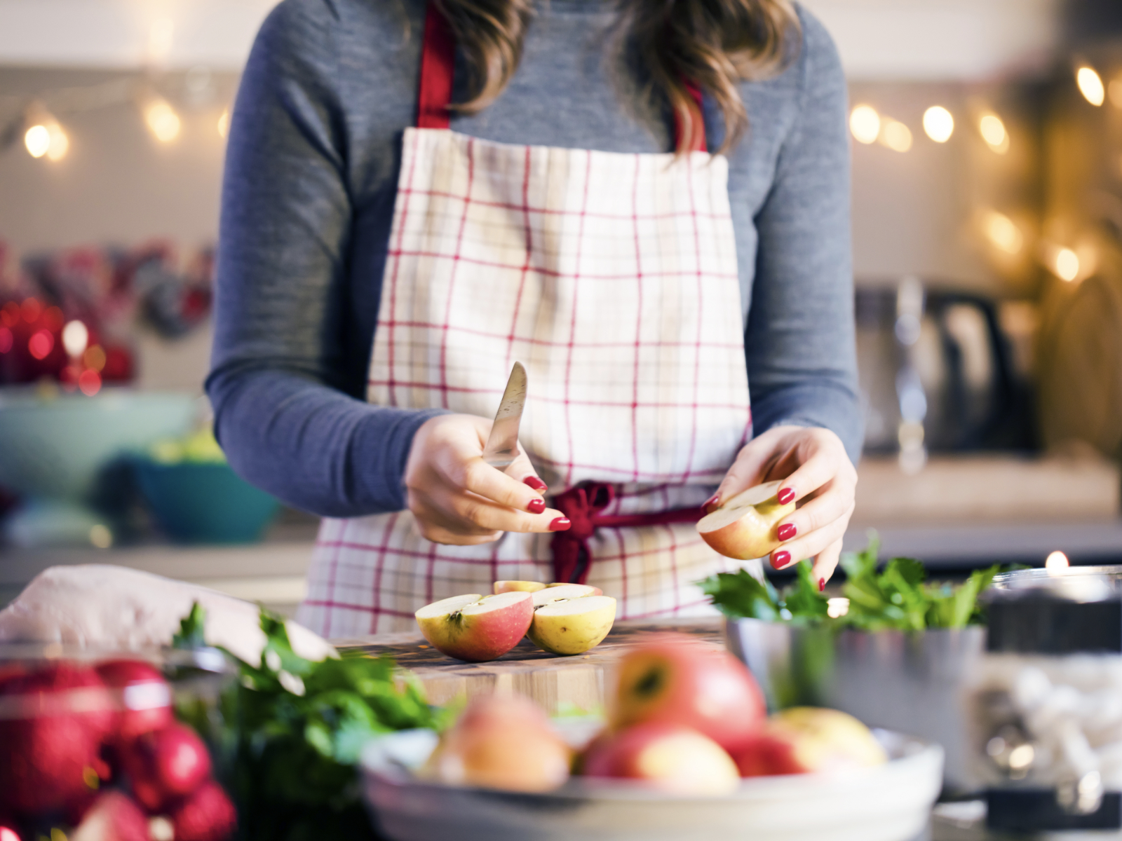 woman cooking healthy holiday meal